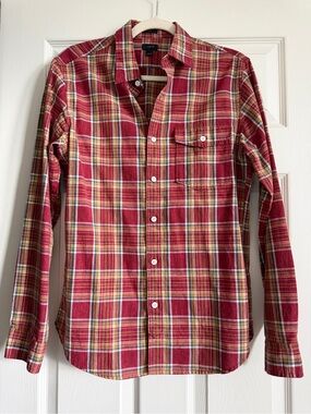 J. Crew Red Plaid Long-Sleeve Button-Down Shirt